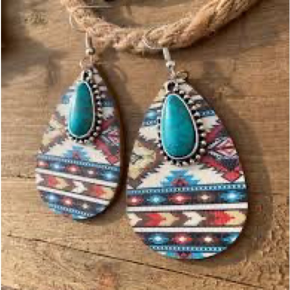 Southwestern Style Mixed Media Drop Earrings - Picture 3 of 8